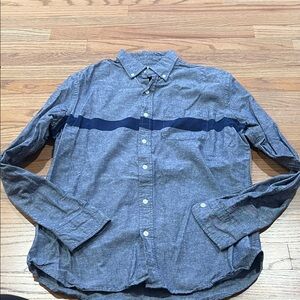 Old Navy Blue Button-Down Shirt with Navy Horizontal Stripe